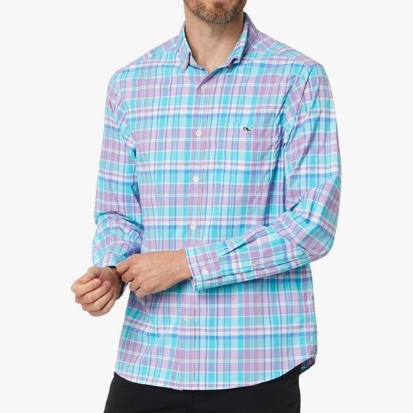 Vineyard Vines On the Go Performance Sz XXL Button Pastel Plaid Shirt Sz XXL - Picture 1 of 11